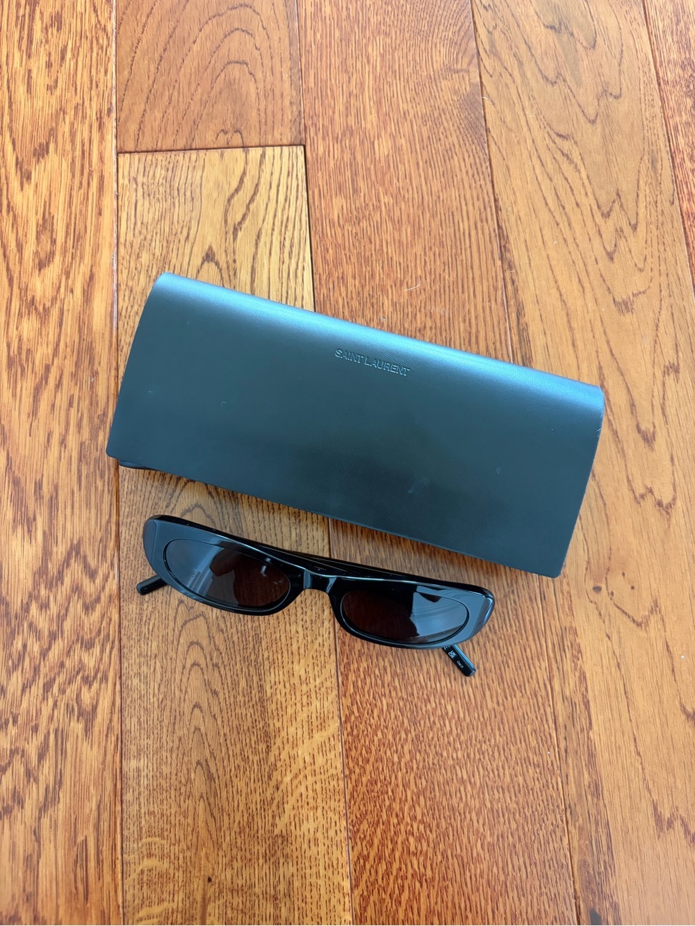 Saint Laurent Glossy Black Slim Oval Sunglasses - Picture 6 of 8